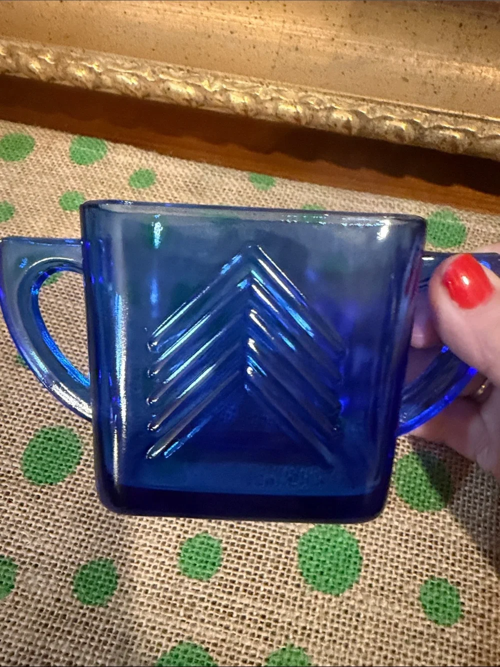 Cobalt Blue Glass Creamer and Sugar Set - Vintage Hazel Atlas